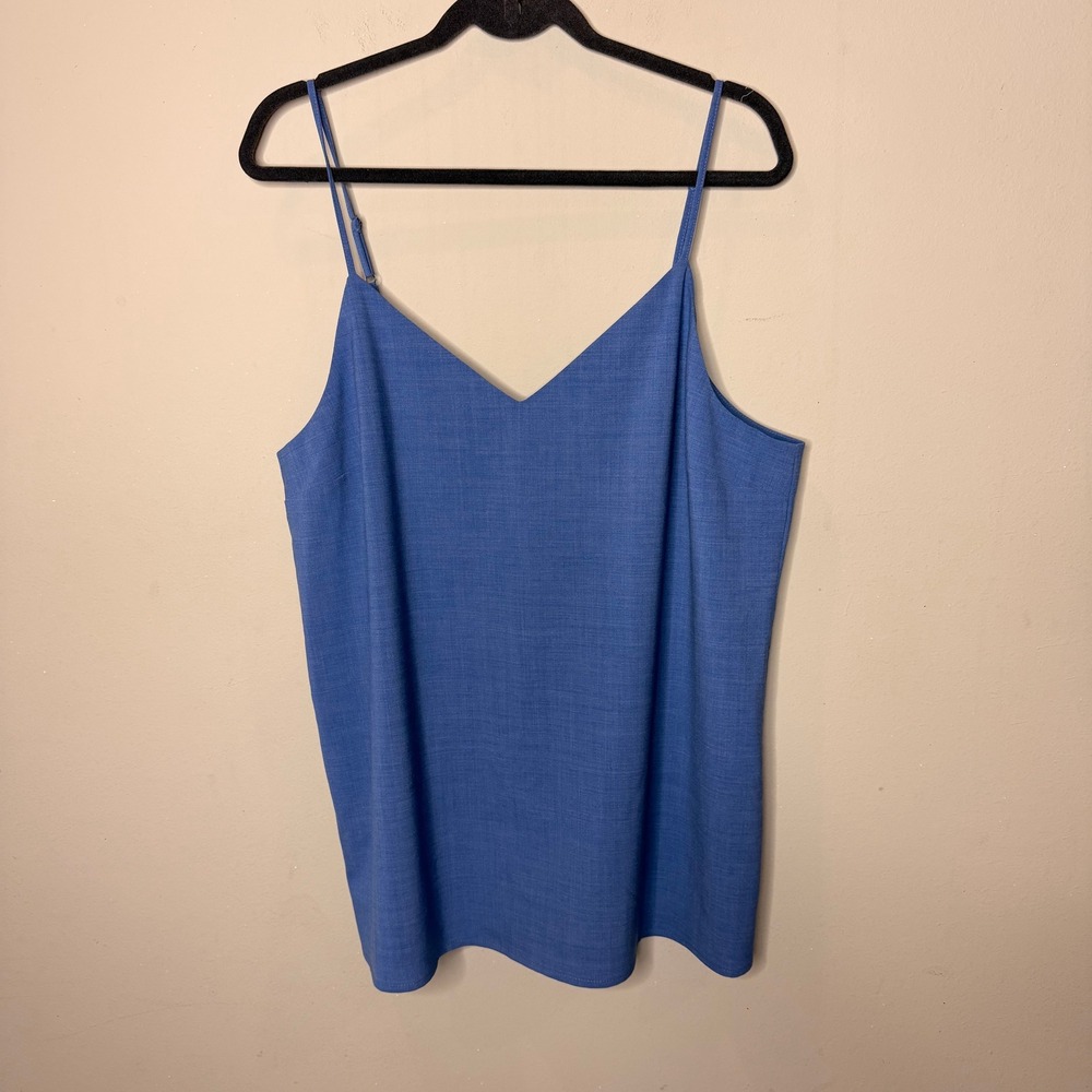 Banana Republic Cami Top Womens XL Tall Blue Lightweight Wool V-Neck Layer Suit